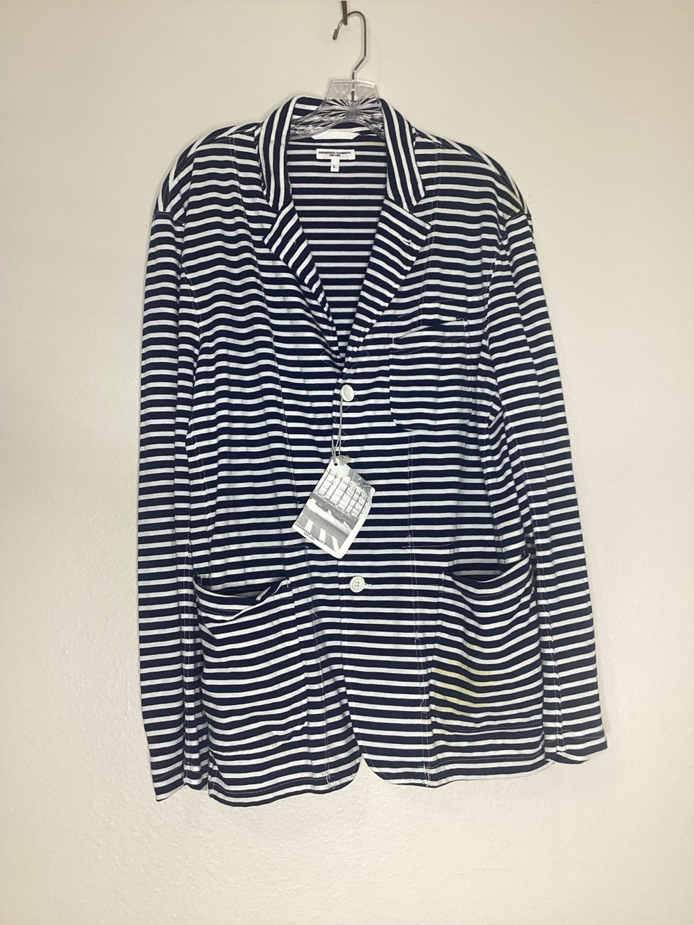 Engineered Garments NY NEW Navy Striped Jacket Flawed USA NWT L